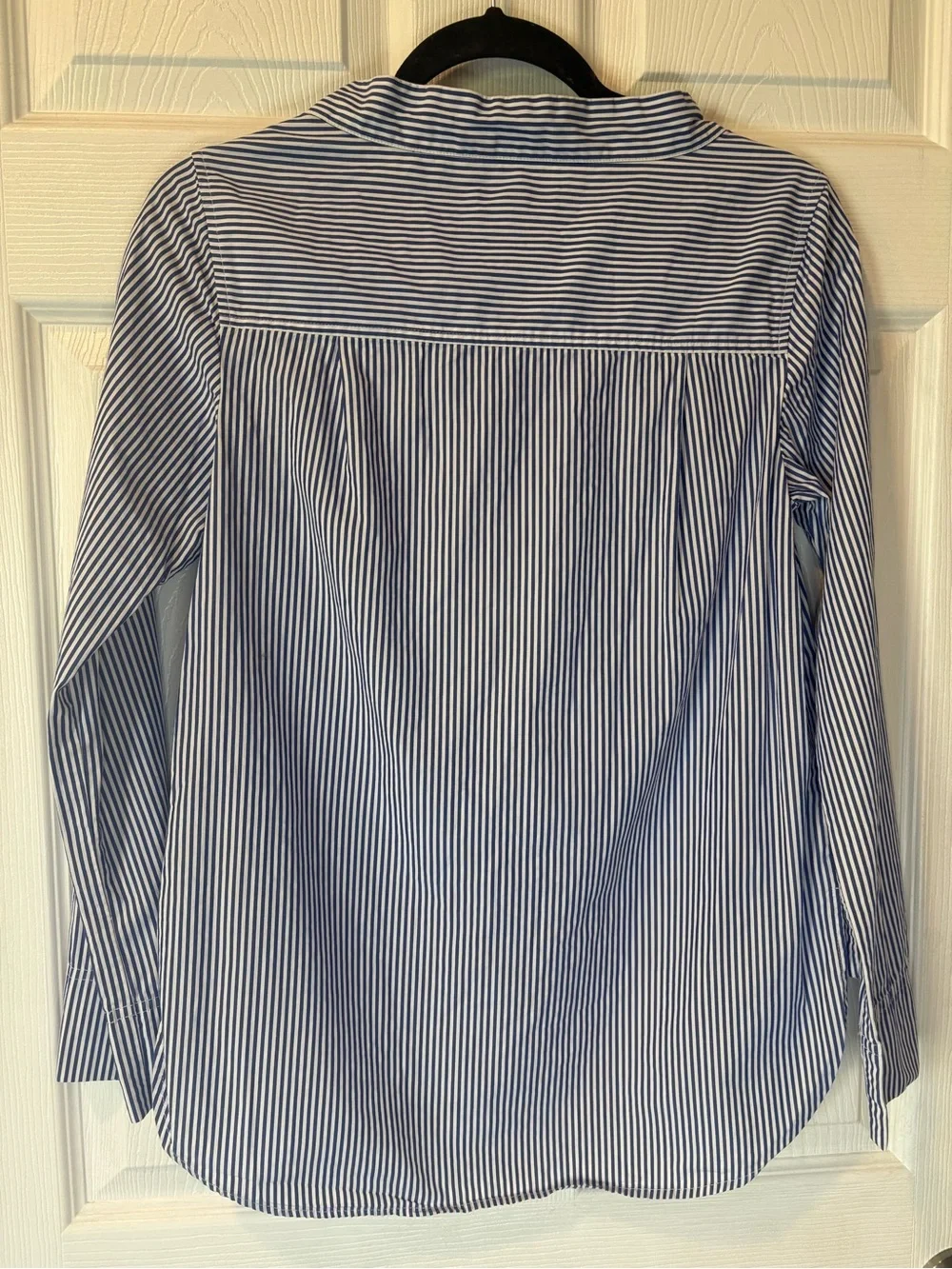 J. Crew Pinstriped Button-Shoulder Women’s Long Sleeve Top - Blue White Size 00